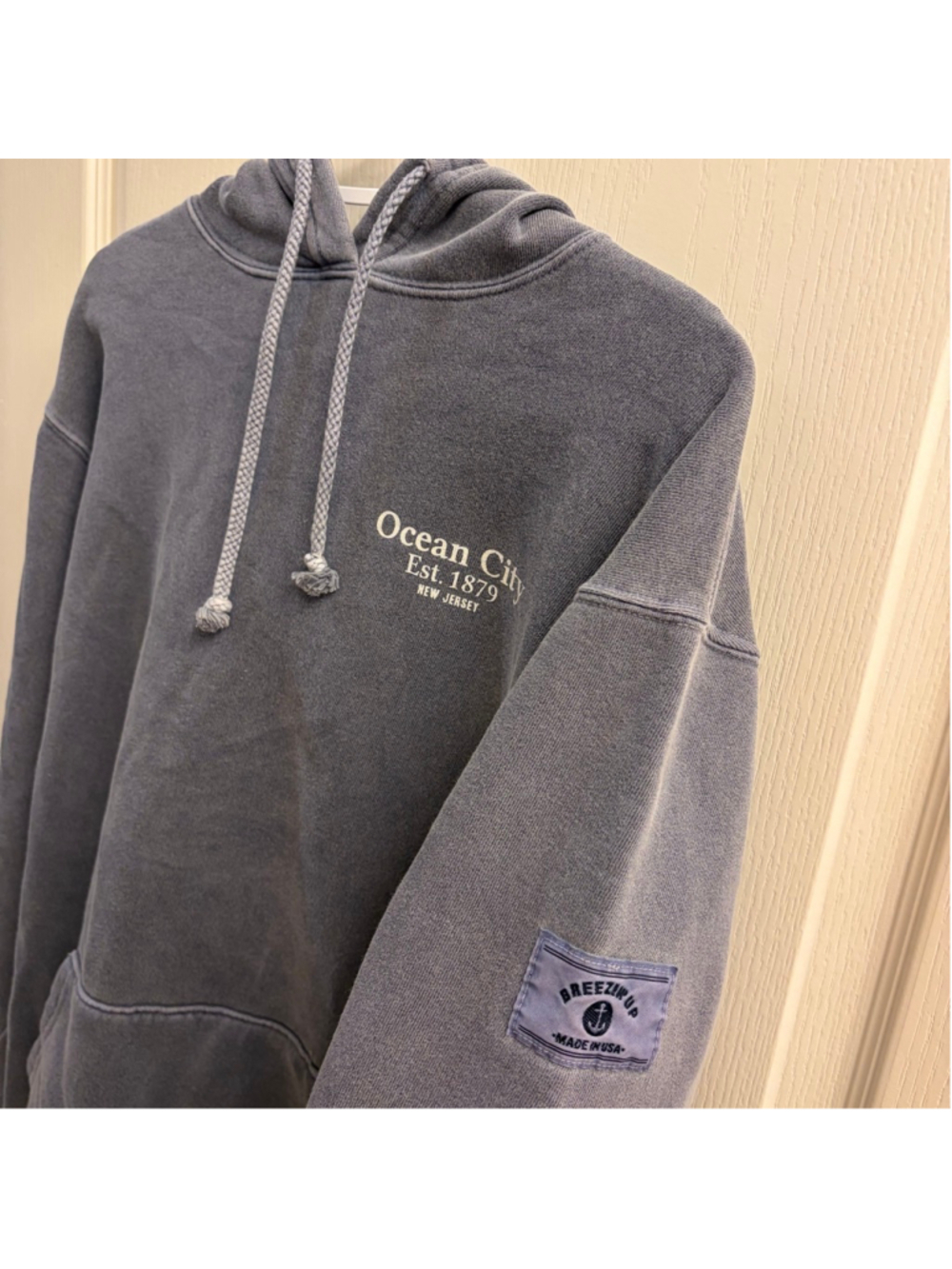 Men's Breezin' Up Gray Ocean City Hoodie S MADE IN USA size S